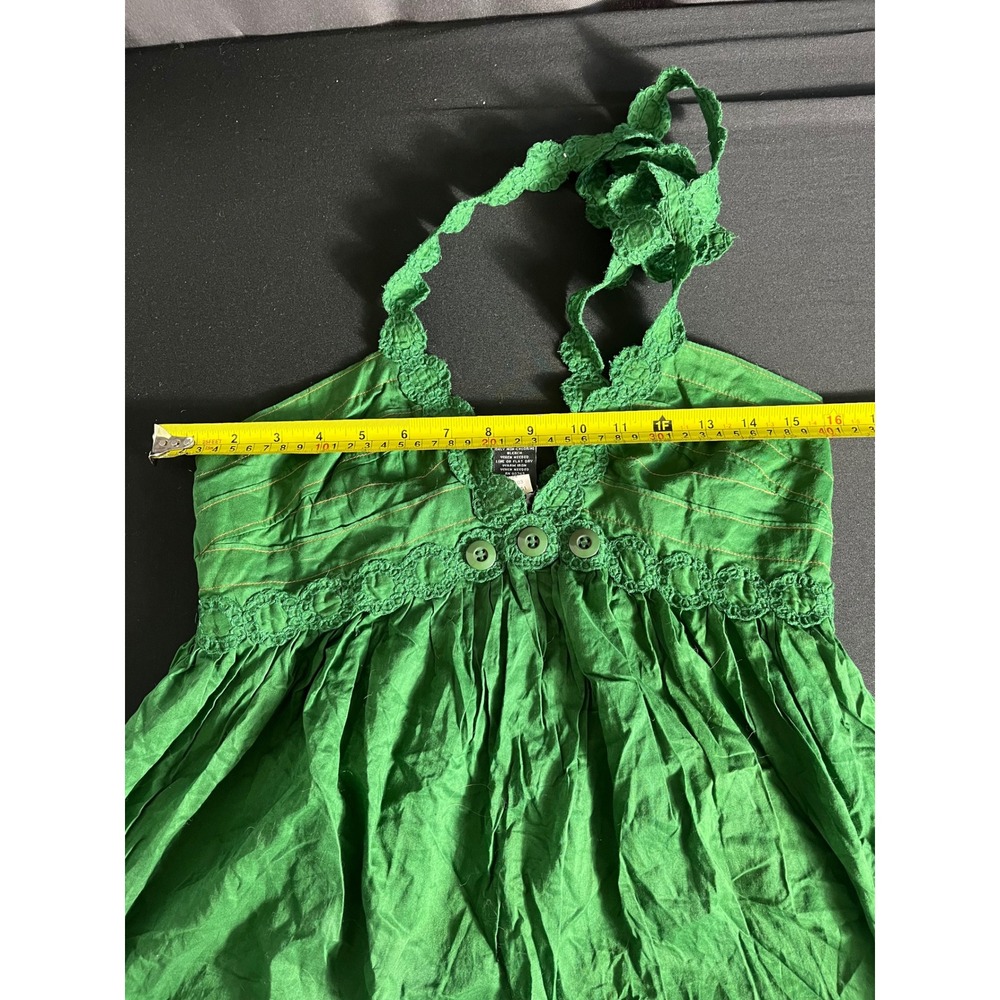 Moda International Green Y2K Boho Halter Babydoll Tunic Top Size S - Picture 5 of 7